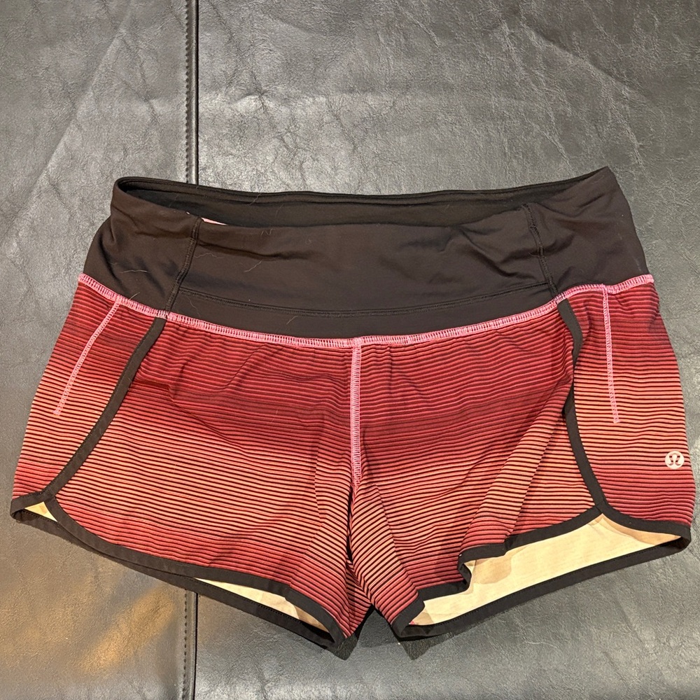 Lululemon Athletica Black and Red Athletic Shorts